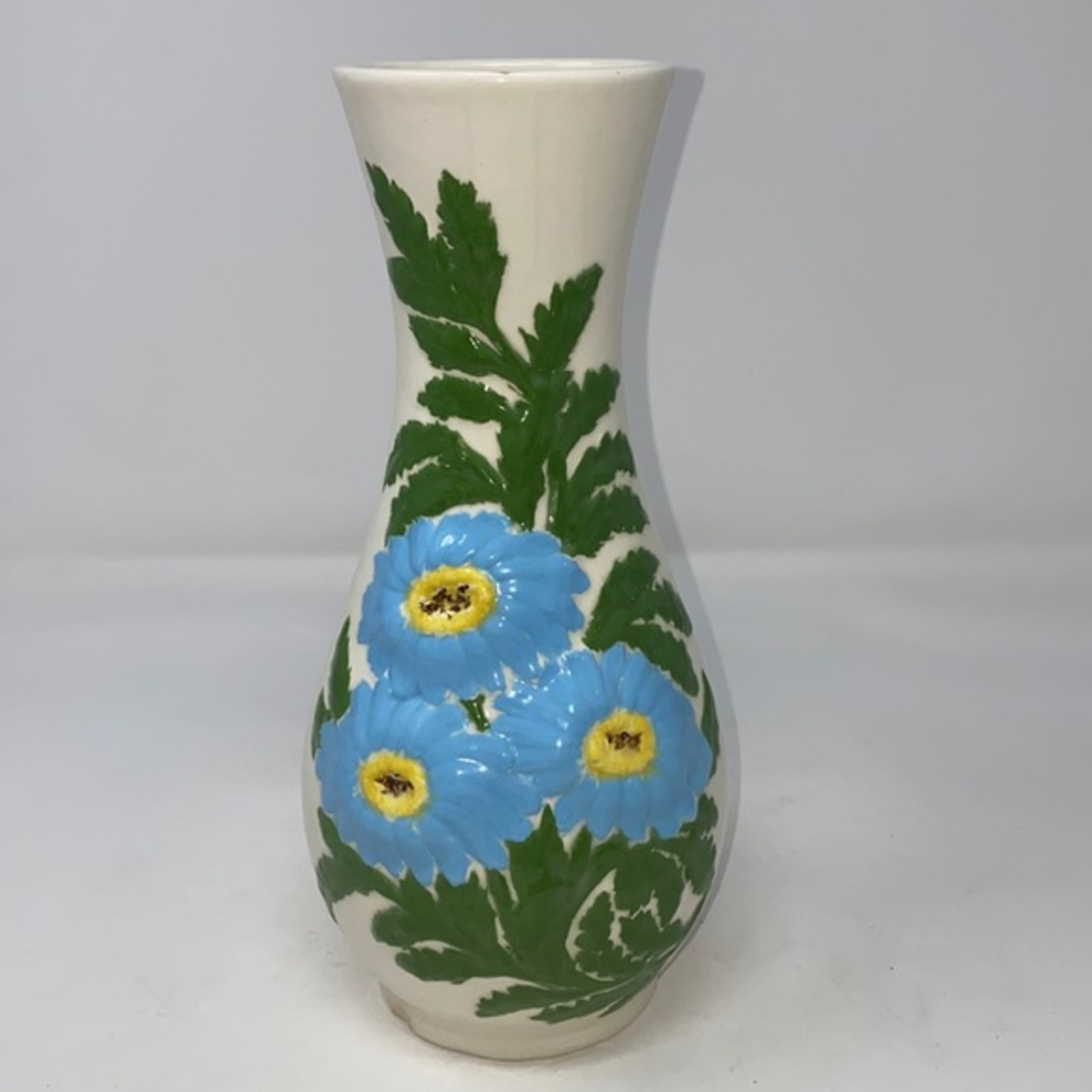 Vintage Holland Mold Sunflower Vase Hand-painted Blue Flowers - Picture 1 of 9
